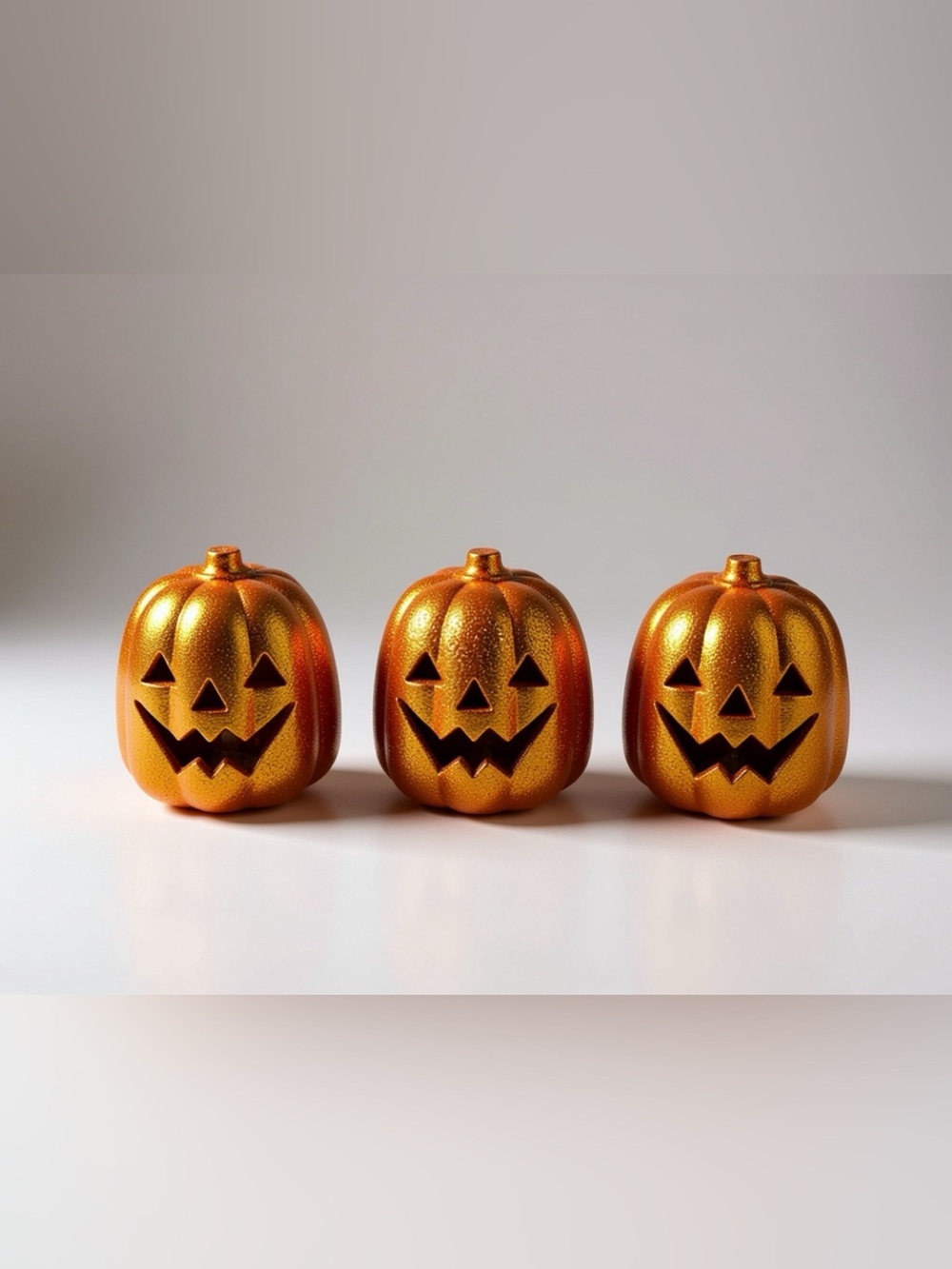 Orange Glitter Jack-O'-Lantern Halloween Décor - Lot of 3